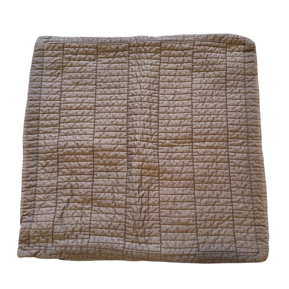 Real Simple Quilted Pillow Sham Cover Euro Square Tan Beige‎ Neutral Textured